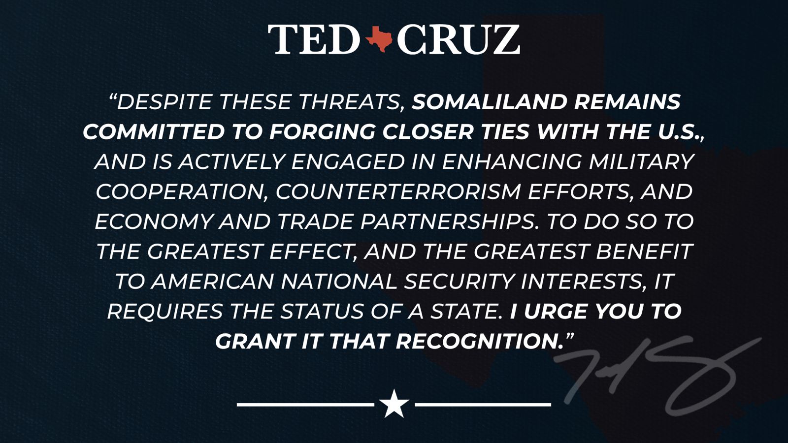 SOYAC extends its heartfelt and highest respect to Senator Ted Cruz.